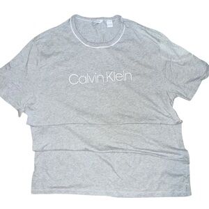 Calvin Klein Men Gray Short Sleeve 
T-Shirt 100% Cotton Size XL stitch lettering